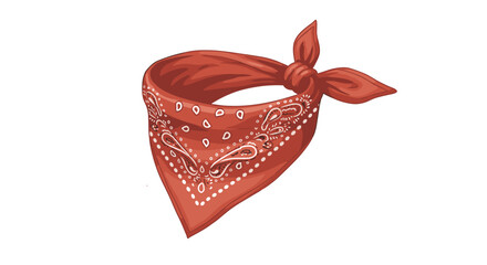 Red bandana with detailed paisley pattern on white background