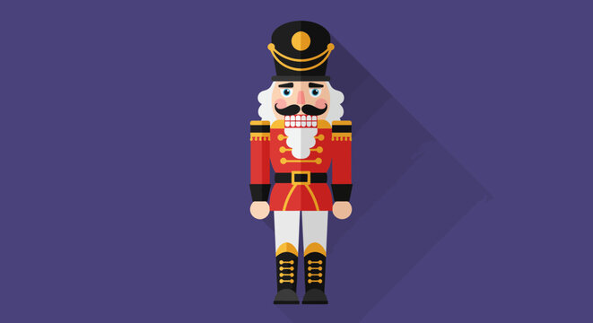 Traditional Christmas nutcracker soldier toy flat design illustration.