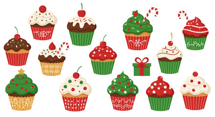 Festive Christmas Cupcakes Assortment Holiday Dessert Treats.