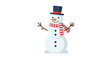 Cheerful snowman with top hat and striped scarf illustration.