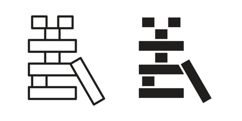 Wooden block icon art in black and white