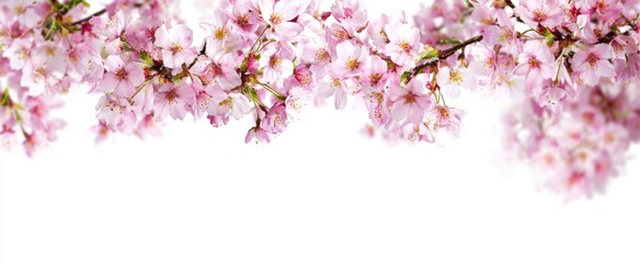 Cherry Blossom Border on White Background