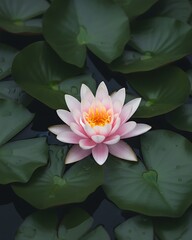 Beautiful Pink Water Lily Blooming on a Pond 