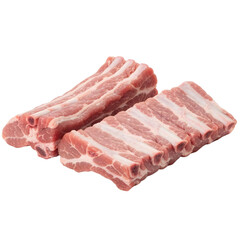 Fototapeta premium Two Pieces of Fresh Pork Ribs with White Meat and Bones Isolated