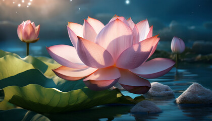 Lotus Flower In Pond