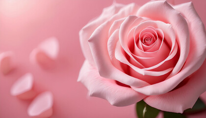 Elegant Pink Rose In Light Pink Background With Soft Focus Ideal For Romantic Themes Weddings And Nature Beauty Imagery