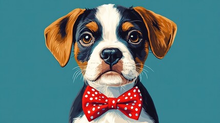 Cute puppy portrait with bow tie