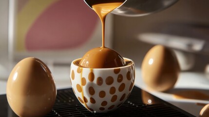 Cup of coffee espresso with chocolate easter egg. Eggspresso Holiday Drink