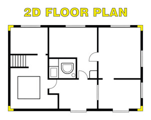 Detailed 2D House Floor Plan with Rooms and Bathroom Layout, floor plan, house layout, architectural drawing