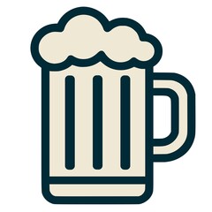 Vector illustration of a beer mug with foam. Minimal flat icon for pub, bar, Oktoberfest, and beverage themes.