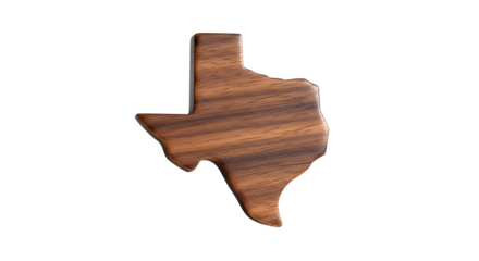 Wooden texas state shape isolated on transparent background, a rustic and charming representation of the lone star states unique identity