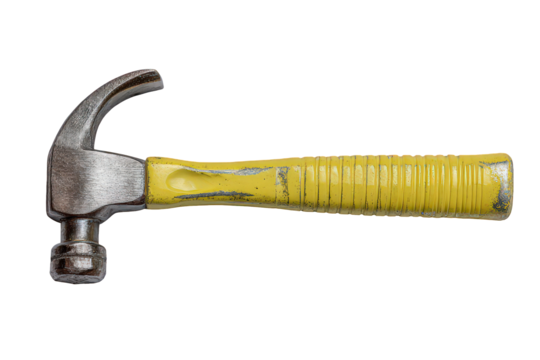 Vintage Curved Claw Hammer With Yellow Handle