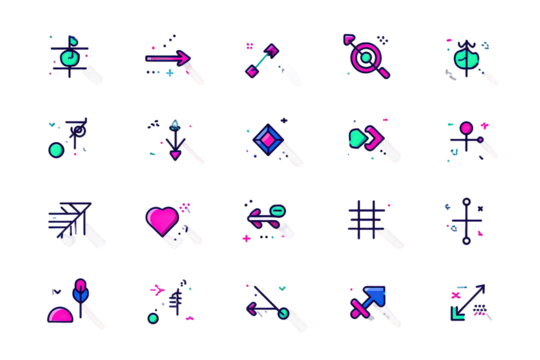 Collection Of Colorful Pixel Art Game Icons On Black Background