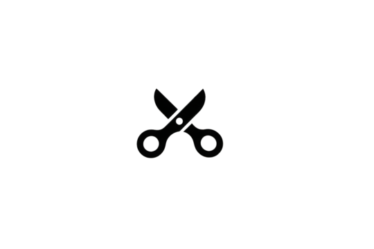 Black Scissors Icon on Black Background