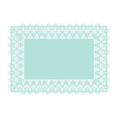 Decorative mint frame with intricate lace pattern in soft teal  