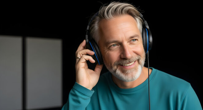 Silverfox Serenity Melodies of the Moment Captivating Soundtrack Relaxation Bliss Mature Gentleman Soundscape Harmony Auditory Delight Contented Expression Headphone Haven