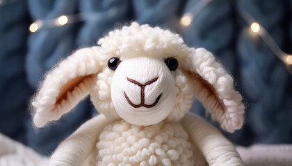 Soft Fluffy White Lamb Teddy With Rosy Cheeks And Floppy Ears Stuffed Animal Yarn