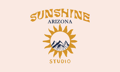 Arizona Desert vibes vintage illustration print artwork sunshine studio Vintage artwork for apparel, sticker, batch, background, poster and others