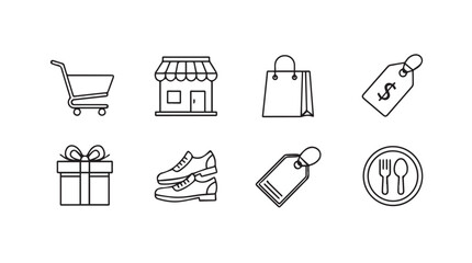 Collection of hand-drawn sketch icons for shopping and retail services related themes vector