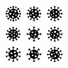Set of 10 black line art virus icons scalable vector graphics for medical and scientific illustrations silhouette