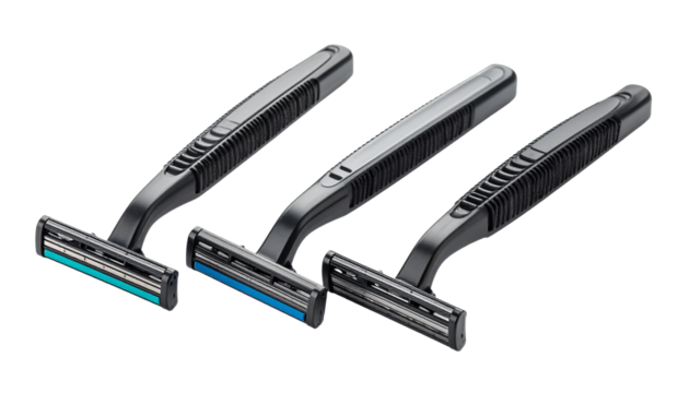 Modern razor set isolated on transparent background