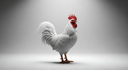 White Rooster with Red Crest