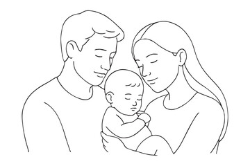 line drawing of a family