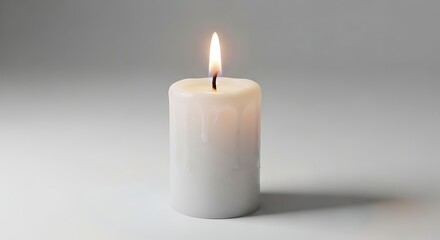 Burning White Candle with Flame