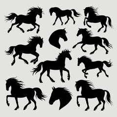 Vector illustration of dynamic horse silhouettes collection scalable eps graphic design elements silhouette