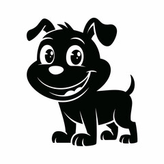 Cute cartoon puppy dog vector illustration scalable icon for graphic design and children's content silhouette
