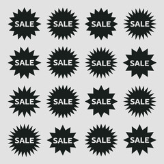 Set of 16 starburst sale badges vector illustration scalable graphic elements silhouette