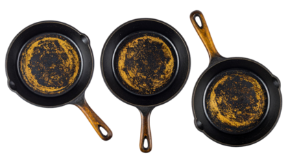 Kitchen frying pan bundle isolated on transparent background