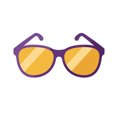 Fototapeta premium Stylish purple sunglasses with yellow lenses on a white background 