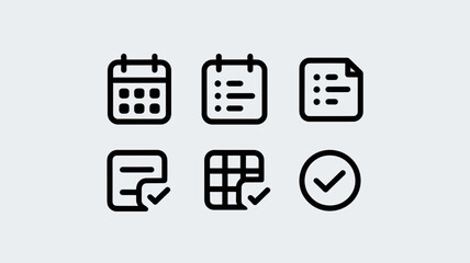 Collection of vector icons representing calendar and task management icons scalable eps format silhouette