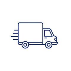 Fototapeta premium Delivery truck moving quickly in flat design style 