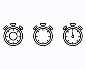 Three Stopwatch Icons Illustrating Time Intervals Depicting Countdown Timer and Measuring Accuracy for Activities such as Sports and Scientific Research