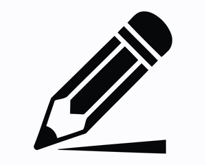 Stylized Icon of a Pencil Writing a Line Symbolic of Creativity and Office Supplies or Writing Tools and Instrument Usage