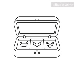Jewelry box line icon. Vector isolated element on white background, editable stroke