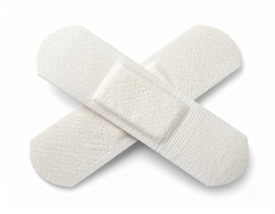Two crisscrossed bandages on white