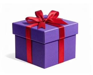 Obraz premium Purple gift box on a white background. tie red color
