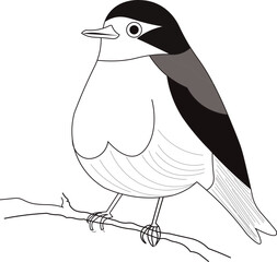 Bird Sitting on Branch Vector Illustration