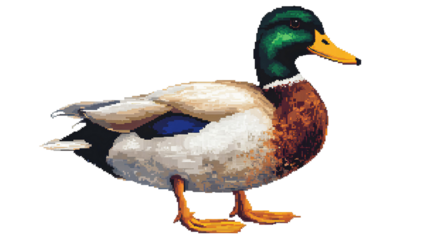 Pixelated duck on transparent background