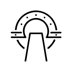 Interstellar gate graphic in minimalist black line art style  