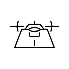Drone landing pad with aircraft positioned above in minimal style  