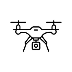 Line art illustration of a drone with camera for aerial photography  