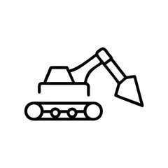 Excavator icon in minimalist style with simple line design  