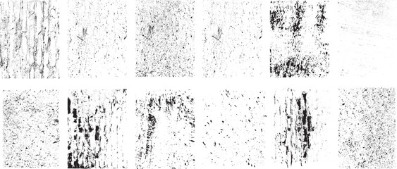 Grunge textures set. Collection of vector overlay, distress, textures .Simply Place texture over any Object to Create grunge,splattered ,dirty effect .
