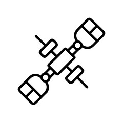 Space tug illustration in minimalist line art design  