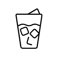 Ice-filled glass with straw and refreshing drink on white background  