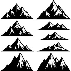 Set of Hand Drawn Mountain Peak Illustrations
